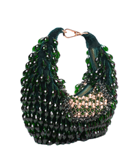 Alara Green Suede Embellished Hobo Bag