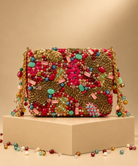 Mehrunisa Pink Suede Embroidered Mini Bag