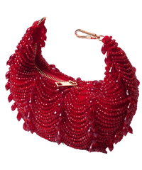 Liona Red Suede Embellished Hobo Bag