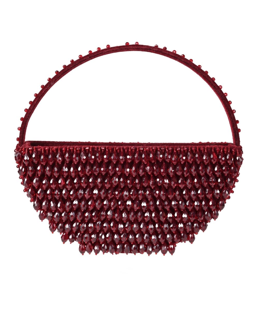 Clara Maroon Suede Embellished Hand Bag