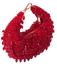 Liona Red Suede Embellished Hobo Bag