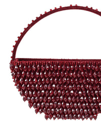 Clara Maroon Suede Embellished Hand Bag