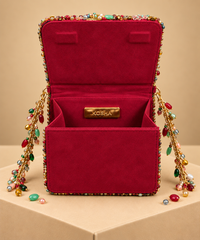 Mehrunisa Pink Suede Embroidered Mini Bag