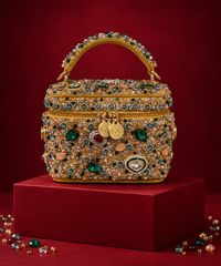 Hoor Multicolor Suede Embellished Vanity Bag