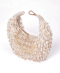 Alara Ivory Pastel Suede Embellished Hobo Bag