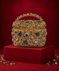 Hoor Multicolor Suede Embellished Vanity Bag