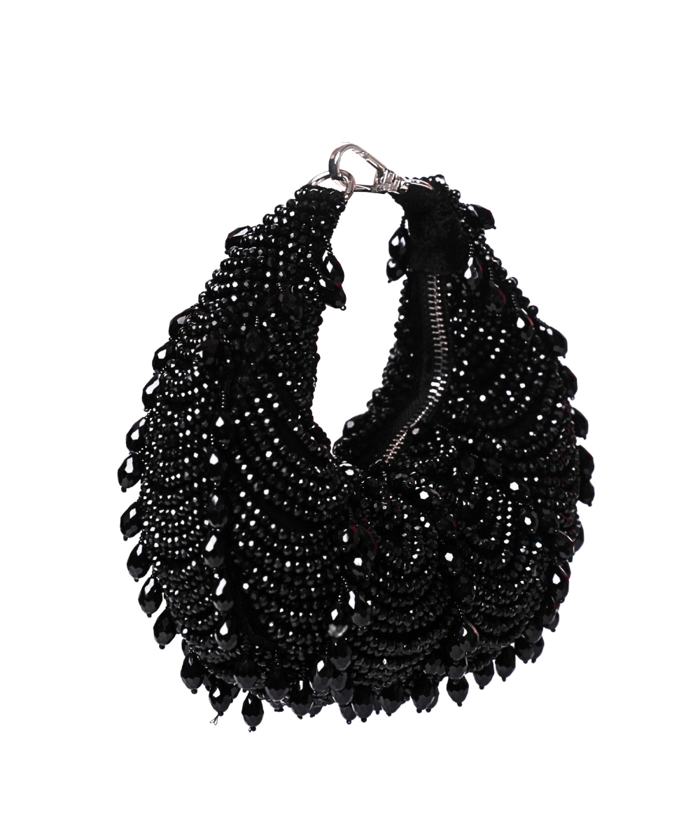 Liona Black Suede Embellished Hobo Bag