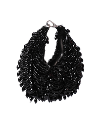 Liona Black Suede Embellished Hobo Bag