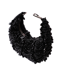 Liona Black Suede Embellished Hobo Bag