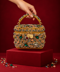 Hoor Multicolor Suede Embellished Vanity Bag
