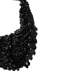 Liona Black Suede Embellished Hobo Bag