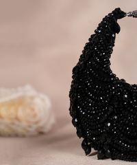 Liona Black Suede Embellished Hobo Bag