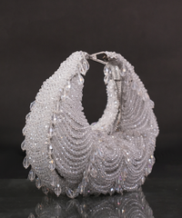 Liona Silver Suede Embellished Hobo Bag