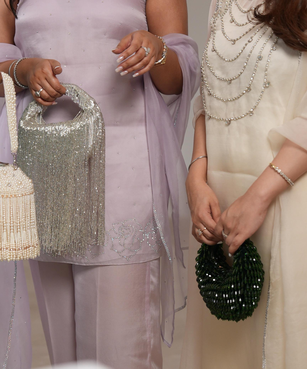 Ophelia Green Suede Embellished Hobo Bag