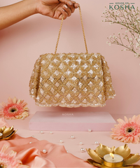 Grace Gold Suede Embellished Clutch