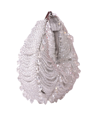 Liona Silver Suede Embellished Hobo Bag