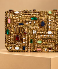 Maha Gold Georgette Embellished Mini Bag