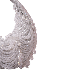 Liona Silver Suede Embellished Hobo Bag
