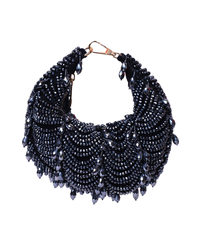 Liona Navy Blue Suede Embellished Hobo Bag