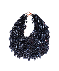Liona Navy Blue Suede Embellished Hobo Bag