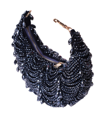 Liona Navy Blue Suede Embellished Hobo Bag