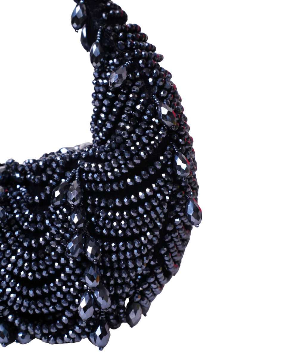 Liona Navy Blue Suede Embellished Hobo Bag