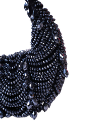 Liona Navy Blue Suede Embellished Hobo Bag