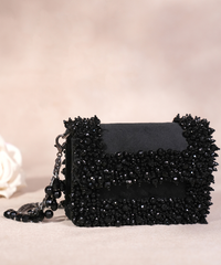 Elana Black Suede Crystal Embellished Mini Bag