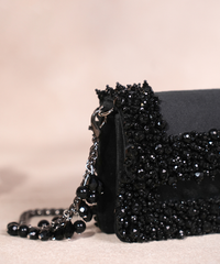 Elana Black Suede Crystal Embellished Mini Bag
