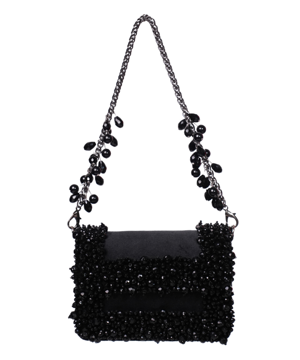 Elana Black Suede Crystal Embellished Mini Bag