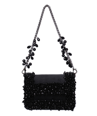 Elana Black Suede Crystal Embellished Mini Bag