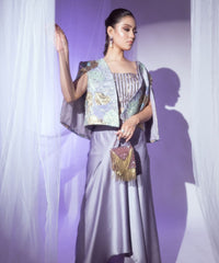 Natali Mauve Embellished Mini Bag With Gold Chain