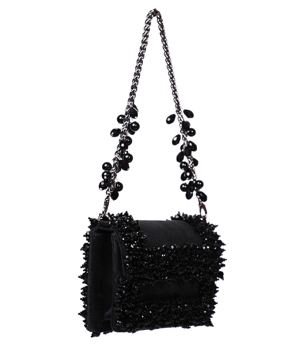 Elana Black Suede Crystal Embellished Mini Bag