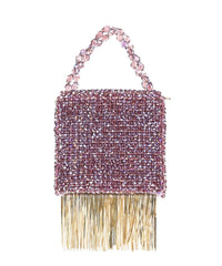 Natali Mauve Embellished Mini Bag With Gold Chain