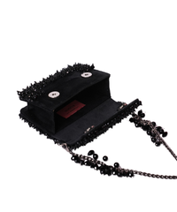 Elana Black Suede Crystal Embellished Mini Bag