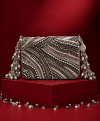 Lila Grey Suede Embellished Mini Bag