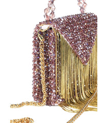 Natali Mauve Embellished Mini Bag With Gold Chain