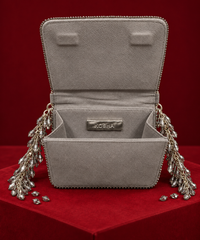 Lila Grey Suede Embellished Mini Bag