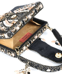 Sara Black Suede Embellished Box Bag