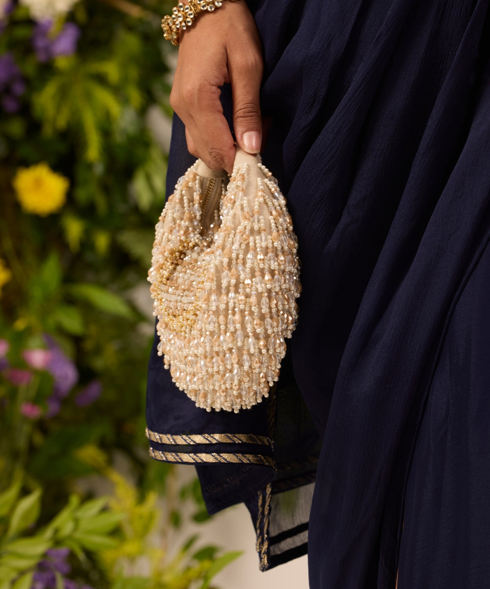 Alara Ivory Pastel Suede Embellished Hobo Bag