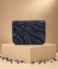 Lila Navy Blue Suede Embellished Mini Bag