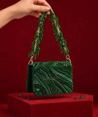 Lila Green Suede Embellished Mini Bag