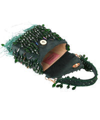 Luna Green Suede Embellished Mini Bag