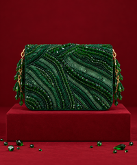 Lila Green Suede Embellished Mini Bag