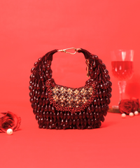 Alara Maroon Suede Embellished Hobo Bag