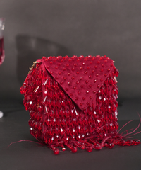 Luna Maroon Suede Embellished Mini Bag