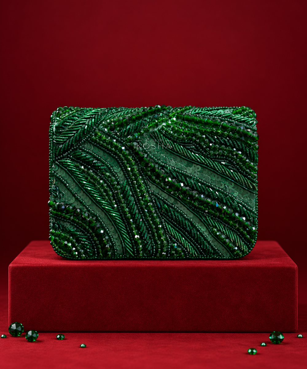 Lila Green Suede Embellished Mini Bag