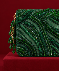 Lila Green Suede Embellished Mini Bag