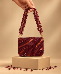 Lila Maroon Suede Embellished Mini Bag