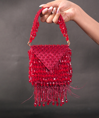 Luna Maroon Suede Embellished Mini Bag